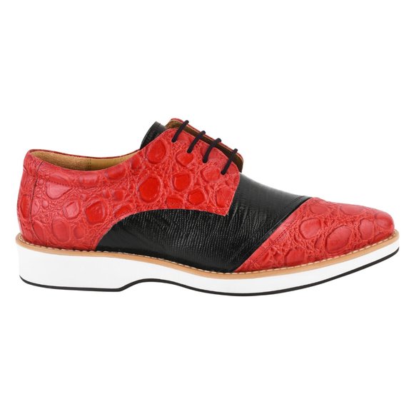 Lucky Mens Croco Lizard Print Genuine Leather Oxford Dress Shoes